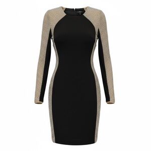 Aqua Formal Black Dress with Crystal Embellished Bodycon - Glam Cocktail Evening